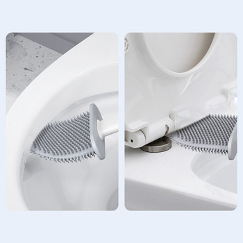 По-чисти Издръжливи аксесоари Мека TPR силиконова глава Четка за тоалетна с държач Черна монтирана на стена Подвижна дръжка Баня