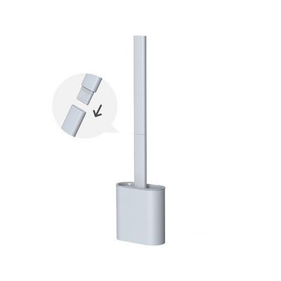 Curățător Accesorii durabile Perie de toaletă cu cap din silicon TPR moale cu suport Negru Mâner detașabil montat pe perete Baie