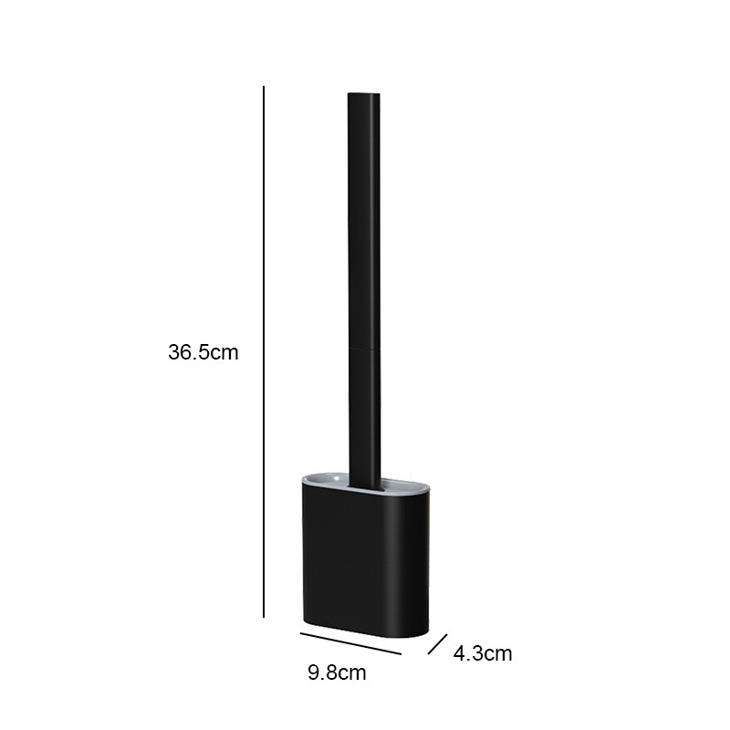 Curățător Accesorii durabile Perie de toaletă cu cap din silicon TPR moale cu suport Negru Mâner detașabil montat pe perete Baie