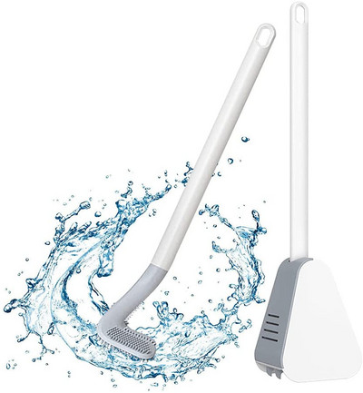 Perie de curățare pentru toaletă cu mâner lung, perie pentru toaletă din silicon Golf, fără perie de curățare montată pe perete, cu bază anti-scurgere