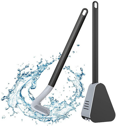Perie de curățare pentru toaletă cu mâner lung, perie pentru toaletă din silicon Golf, fără perie de curățare montată pe perete, cu bază anti-scurgere