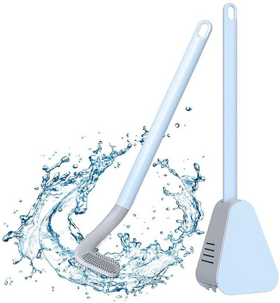Perie de curățare pentru toaletă cu mâner lung, perie pentru toaletă din silicon Golf, fără perie de curățare montată pe perete, cu bază anti-scurgere