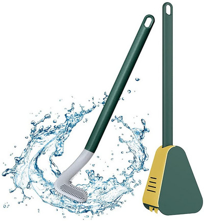 Perie de curățare pentru toaletă cu mâner lung, perie pentru toaletă din silicon Golf, fără perie de curățare montată pe perete, cu bază anti-scurgere