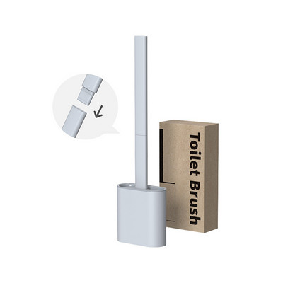 Perie de toaletă cu cap din silicon TPR moale cu suport Negru Mâner detașabil montat pe perete Produs de curățat pentru baie Accesorii durabile pentru WC