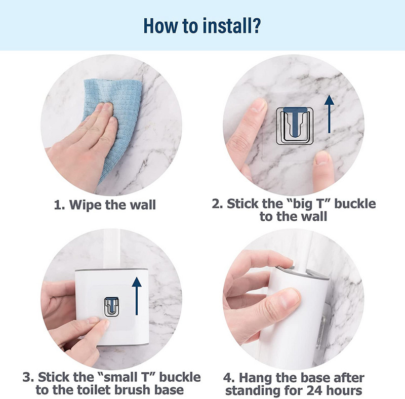 Perie de toaletă cu cap din silicon TPR moale cu suport Negru Mâner detașabil montat pe perete Produs de curățat pentru baie Accesorii durabile pentru WC