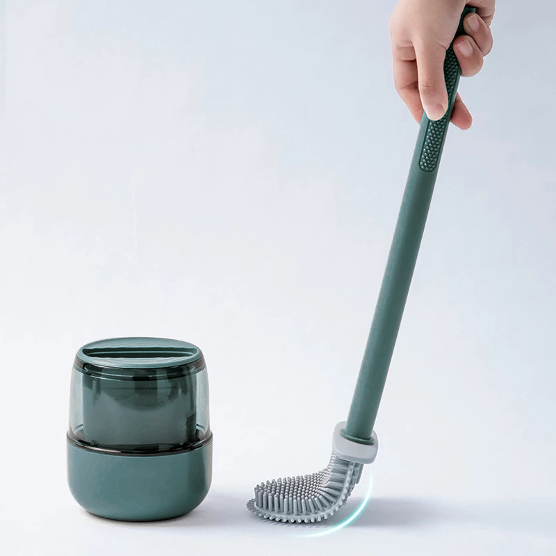 GESEW TPR perie de toaletă din silicon cu mâner lung de reumplere perie de toaletă pentru montare pe perete sau pe podea Perie de curățare Accesorii pentru baie