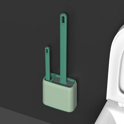 Ravna WC četka sa setom držača TPR silikonske četke za čišćenje s dugom drškom Bijeli zidni odvod Wc Kupaonski pribor