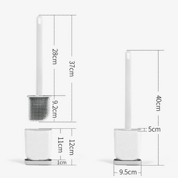 Σετ βούρτσας και θήκης τουαλέτας σιλικόνης Καθαριστικό για το μπάνιο με στεγανή βάση Βούρτσα με εύκαμπτες τρίχες με σετ θήκης γρήγορου στεγνώματος