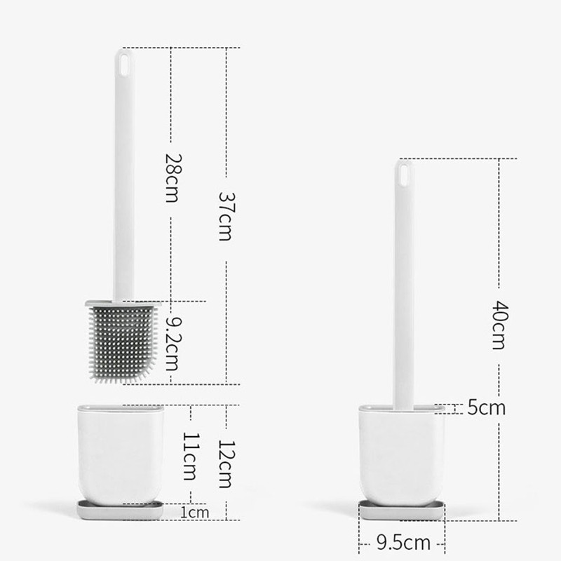 Set silikonske WC četke i držača Čistač za kupaonicu Nepropusna baza Fleksibilna četka s četkom s držačem za brzo sušenje