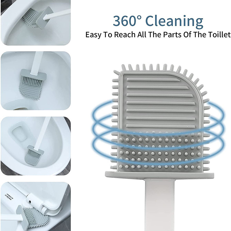 Set silikonske WC četke i držača Čistač za kupaonicu Nepropusna baza Fleksibilna četka s četkom s držačem za brzo sušenje