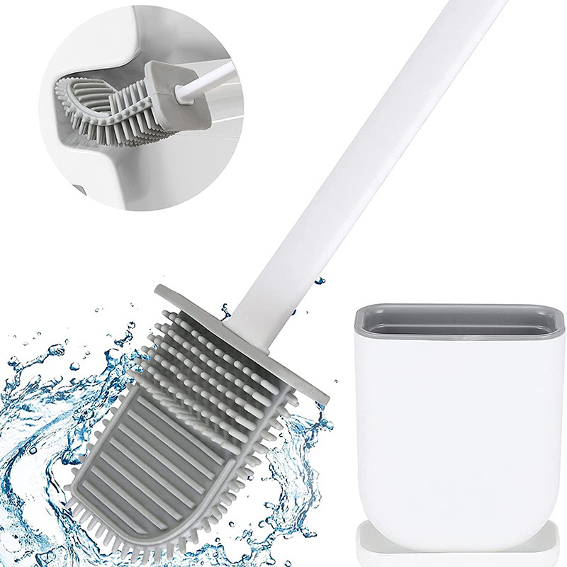 Set silikonske WC četke i držača Čistač za kupaonicu Nepropusna baza Fleksibilna četka s četkom s držačem za brzo sušenje