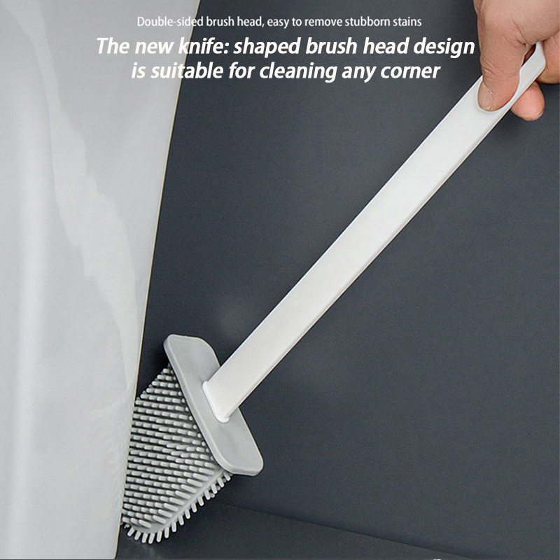 Set silikonske WC četke i držača Čistač za kupaonicu Nepropusna baza Fleksibilna četka s četkom s držačem za brzo sušenje