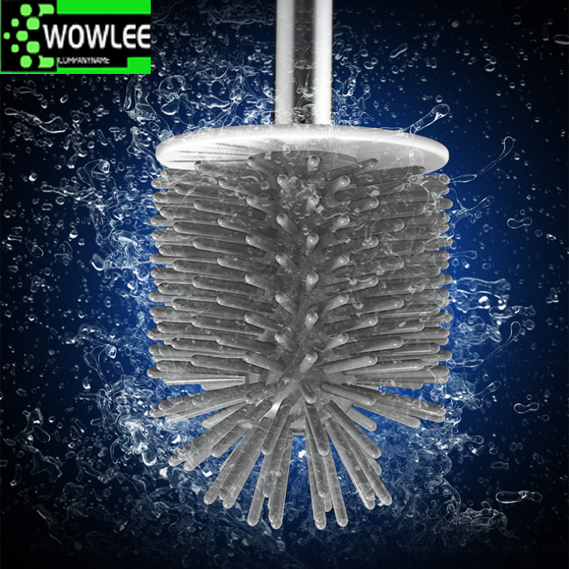 Ant sienos pakabinamas TPR tualeto šepetys su laikikliu rinkinys Silikoniniai šereliai, skirti grindų valymui vonios kambaryje Švarus kampas Apsaugokite tualetą