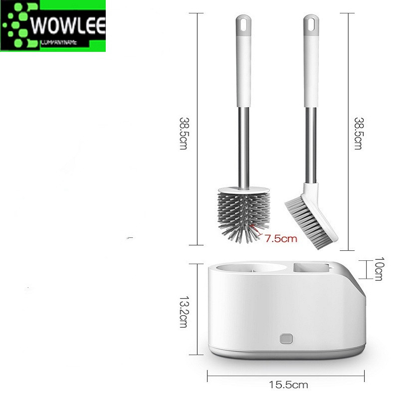 Ant sienos pakabinamas TPR tualeto šepetys su laikikliu rinkinys Silikoniniai šereliai, skirti grindų valymui vonios kambaryje Švarus kampas Apsaugokite tualetą