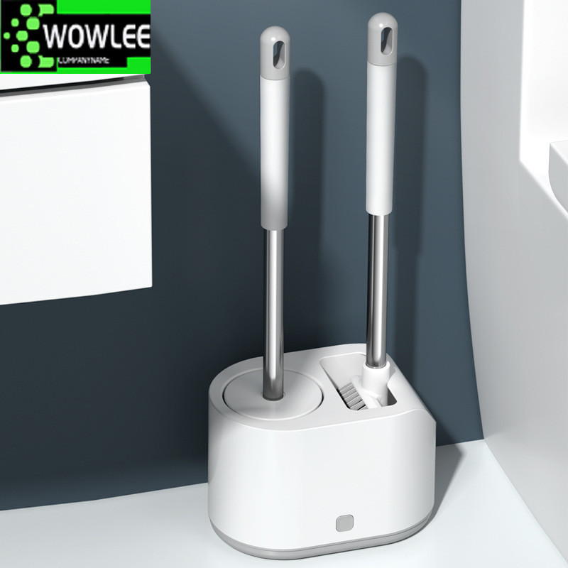 Ant sienos pakabinamas TPR tualeto šepetys su laikikliu rinkinys Silikoniniai šereliai, skirti grindų valymui vonios kambaryje Švarus kampas Apsaugokite tualetą