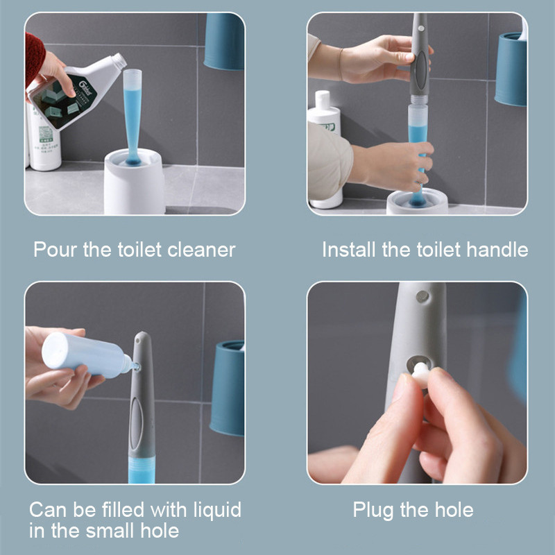 Perie de toaletă Moale TPR Silicon Cap Presă Soluție de curățare lichidă pentru toaletă Suport perie de curățare montat pe perete Detergent pentru casă Accesorii WC