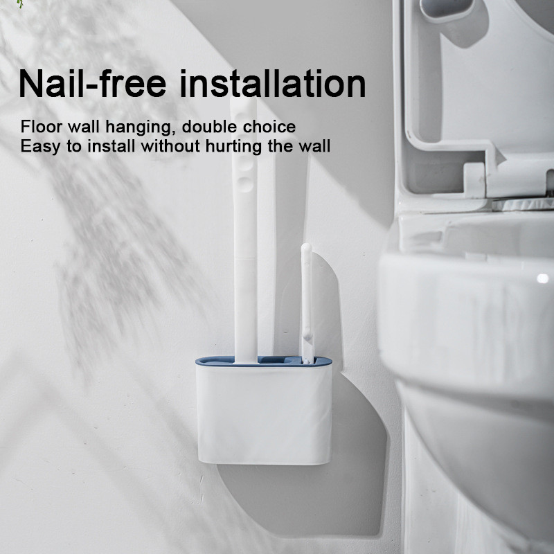Sieninis tualeto šepetys su laikikliu rinkinys silikoniniai šereliai, skirti vonios grindų valymui