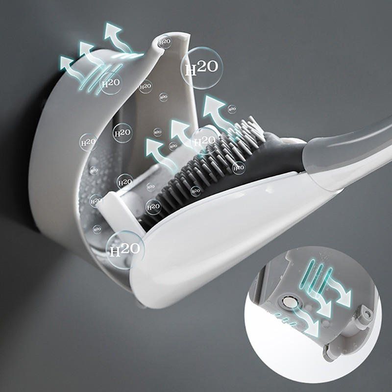 GESEW Novi silikonski držač WC četke Zidni set WC četki za kupaonicu Alati za čišćenje WC-a Kutni set za čišćenje kupaonice