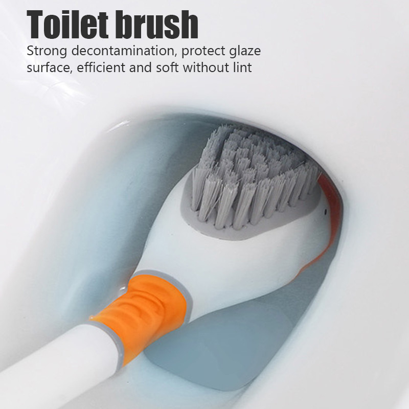 Perie de toaletă din silicon Ecoco Diving Duck, fără perforare, montată pe perete, creativă cu mâner lung, WC Perie de curățare fără moarte, cu bază