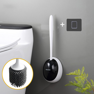 TPR Flex tualeto šepetys su laikikliu rinkinys ilga rankena guminis silikoninis valiklio šepetys, montuojamas ant sienos, nepralaidus wc vonios kambario priedai