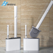 Sieninis silikoninis tualeto šepetys su laikikliu ir stūmokliu, skirtas vonios kambario laikymui ir organizavimui kompaktiško šveitimo valymo rinkinys