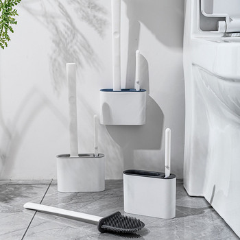 Монтирана на стена силиконова тоалетна четка с държач и комплект бутала за съхранение и организация в банята Компактен комплект за почистване на скраб