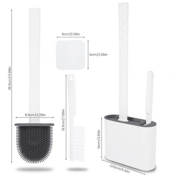 Монтирана на стена силиконова тоалетна четка с държач и комплект бутала за съхранение и организация в банята Компактен комплект за почистване на скраб