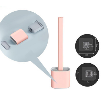 Sieninis silikoninis tualeto šepetys su laikikliu ir stūmokliu, skirtas vonios kambario laikymui ir organizavimui kompaktiško šveitimo valymo rinkinys