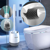 TPR silikoninės galvutės tualeto šepetys Greitai nusausinantis valymo įrankis Prie sienos arba ant grindų stovinčio valymo šepečio vonios kambario priedai