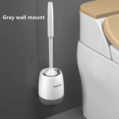 TPR silikoninės galvutės tualeto šepetys Greitai nusausinantis valymo įrankis Prie sienos arba ant grindų stovinčio valymo šepečio vonios kambario priedai