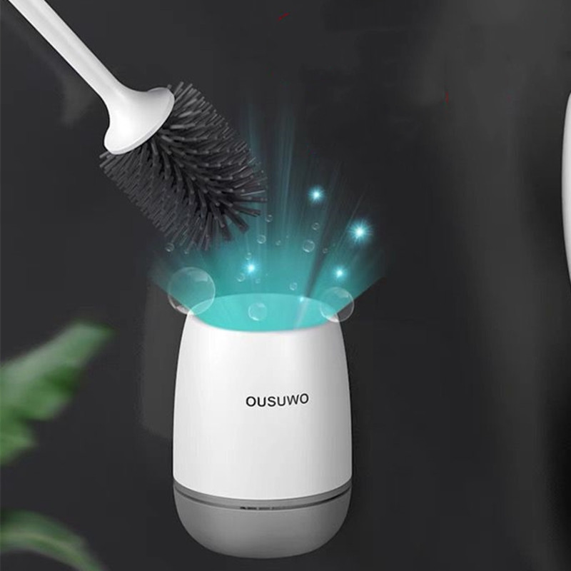 TPR silikoninės galvutės tualeto šepetys Greitai nusausinantis valymo įrankis Prie sienos arba ant grindų stovinčio valymo šepečio vonios kambario priedai