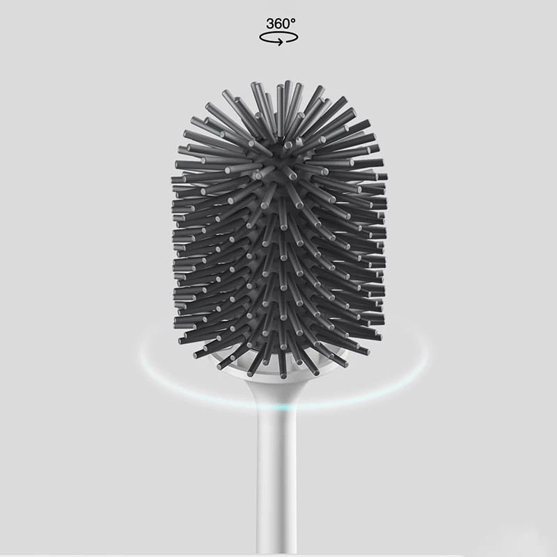 TPR silikoninės galvutės tualeto šepetys Greitai nusausinantis valymo įrankis Prie sienos arba ant grindų stovinčio valymo šepečio vonios kambario priedai