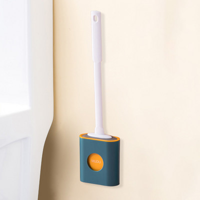 Perie de toaletă din silicon Instrument de curățare automată montat pe perete Perie pentru decalaj pentru Wc Perie flexibilă pentru agățat Accesorii pentru baie