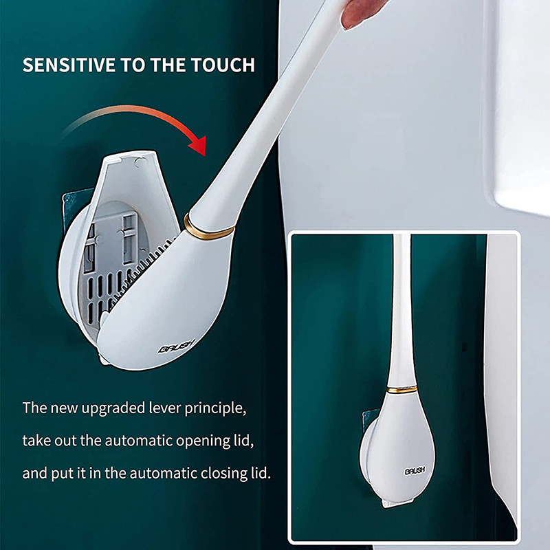 Perie de toaletă din silicon Instrument de curățare automată montat pe perete Perie pentru decalaj pentru Wc Perie flexibilă pentru agățat Accesorii pentru baie