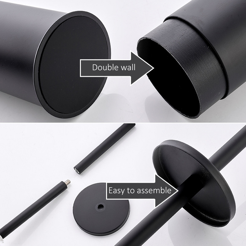 Set de suport pentru perie de toaletă din aluminiu, auriu, negru de lux