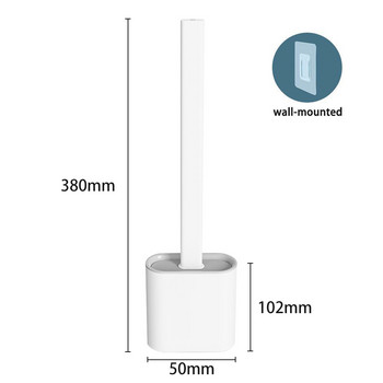 Joybos Силиконова четка за тоалетна с основа Гъвкави меки косми с плоска глава Комплект държач за четки Инструмент за почистване на баня Wc аксесоари