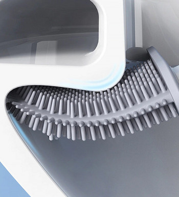 Joybos Силиконова четка за тоалетна с основа Гъвкави меки косми с плоска глава Комплект държач за четки Инструмент за почистване на баня Wc аксесоари
