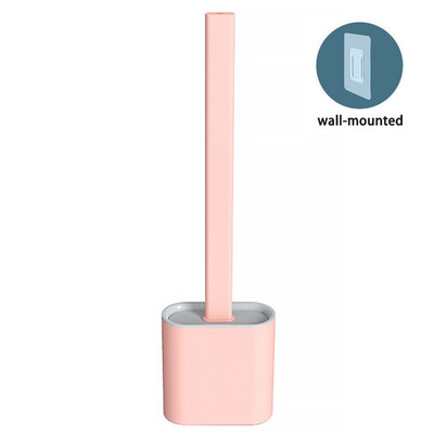 Joybos silikoninis tualeto šepetys su pagrindu, lankstus, minkštas plokščias šerelis, šepečio laikiklio rinkinys vonios kambario valymo įrankiui WC priedai