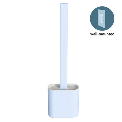 Joybos silikoninis tualeto šepetys su pagrindu, lankstus, minkštas plokščias šerelis, šepečio laikiklio rinkinys vonios kambario valymo įrankiui WC priedai