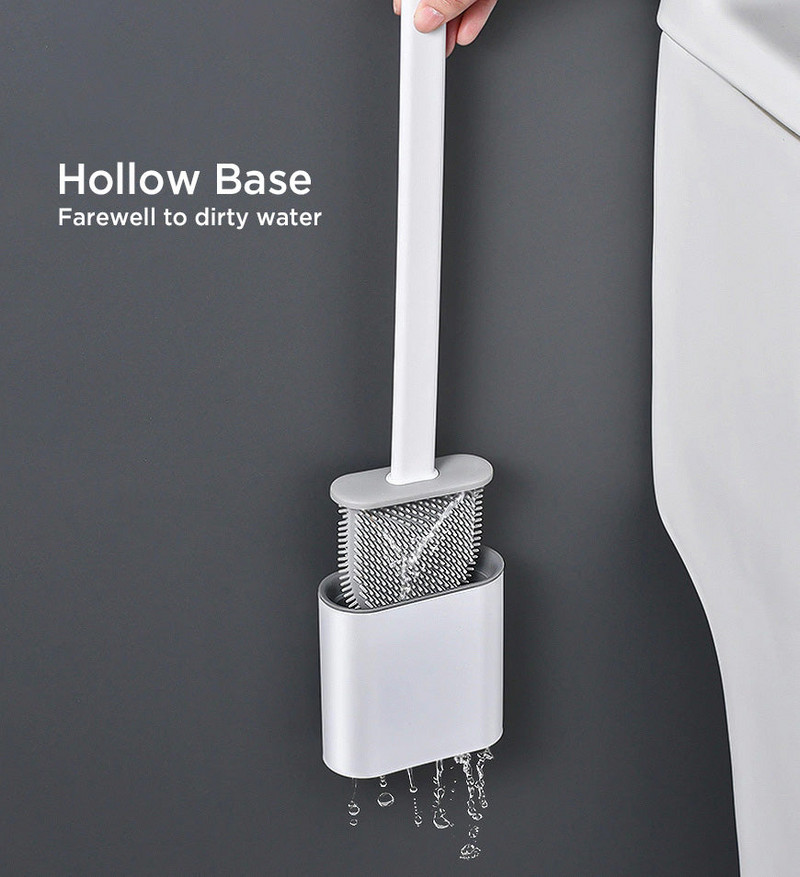 Joybos silikoninis tualeto šepetys su pagrindu, lankstus, minkštas plokščias šerelis, šepečio laikiklio rinkinys vonios kambario valymo įrankiui WC priedai