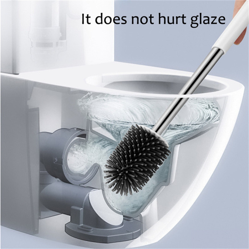 Naujausias TPR silikoninis sieninis/standartinis pagrindas minkštų šerių tualeto šepetys su laikikliu Valymo šepetys Tualeto vonios kambario priedai