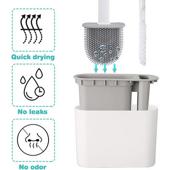 Държач за сушене на тоалетна четка със силиконови влакна с малка четка за инструмент за дълбоко почистване на писоар за баня Аксесоари за стенна тоалетна