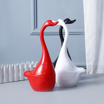Креативен комплект четки за тоалетна с форма на лебед Модерен със стойка Носете комплект за поддръжка Продукти за почистване на баня Комплекти за монтиране на стена