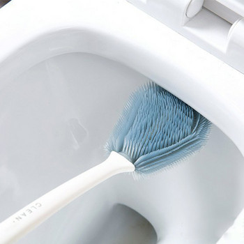 GESEW Четка за тоалетна с дълга дръжка Мека гумена четка за почистване на тоалетна с основа Инструмент за почистване на баня Комплект аксесоари за баня