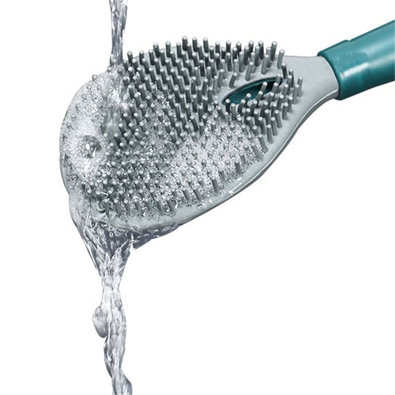 Sienoje pakabinamas ilgos rankenos silikoninis tualeto šepetys su skystu tualeto šepečiu Vonios kambario gaminiai Vėdinimas Tualeto šepetys