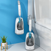 Szilikon WC-kefe zsákutcák nélkül, WC-tartóval, lapos fejű, rugalmas, puha sörtéjű kefekészlet Tartós otthoni fürdőszobai kiegészítők