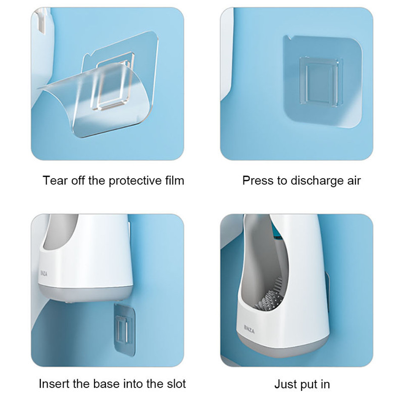 Szilikon WC-kefe zsákutcák nélkül, WC-tartóval, lapos fejű, rugalmas, puha sörtéjű kefekészlet Tartós otthoni fürdőszobai kiegészítők