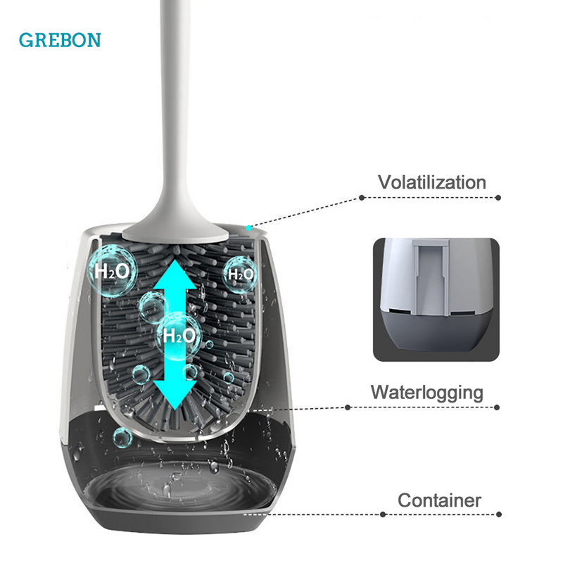 Silikonska TPR četka za WC školjku, držač gumene glave, četka za čišćenje za WC školjku, zidni pribor za kućanstvo, kupaonski pribor za čišćenje poda