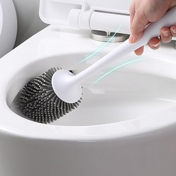 Силиконова тоалетна четка Плоска глава Гъвкава мека тоалетна четка Бързо източване Монтирани на стена почистващи инструменти Аксесоари за баня в дома