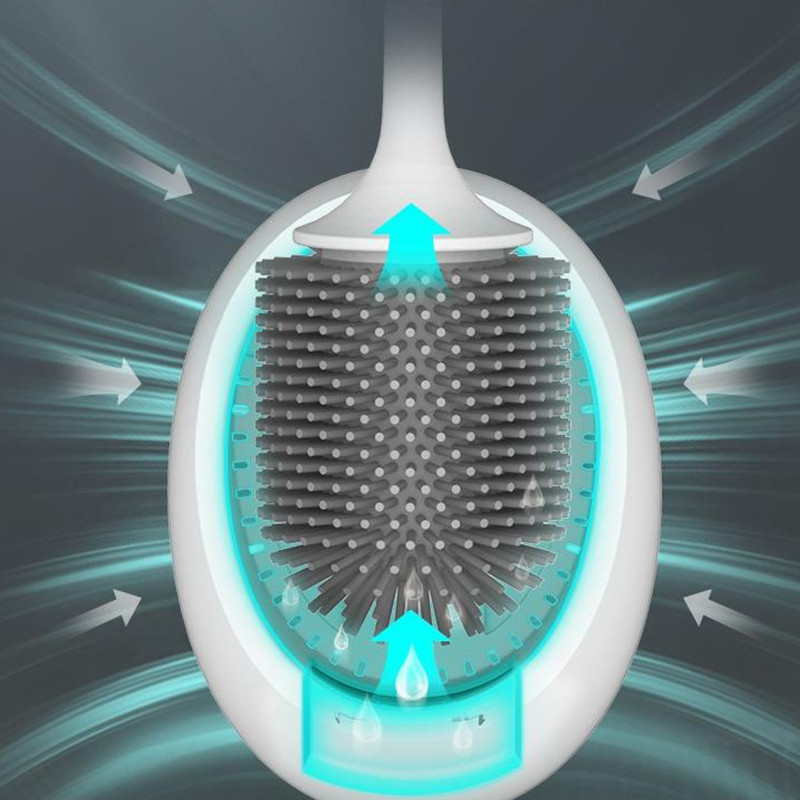 Silikoninis tualeto šepetys Plokščia galvutė Lankstus minkštas tualeto šepetys Greitai nusausinamas prie sienos montuojami valymo įrankiai Namų vonios kambario priedai